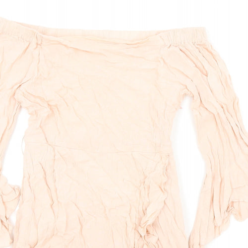 Pull&Bear Womens Pink Polyester Playsuit One-Piece Size S Zip