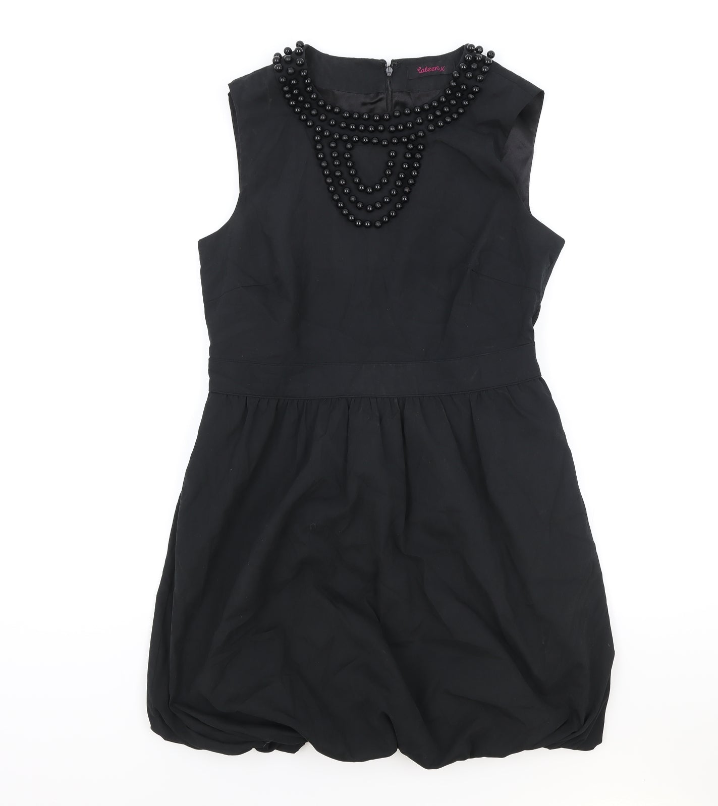 Collen X Womens Black Polyester A-Line Size 12 Round Neck Zip