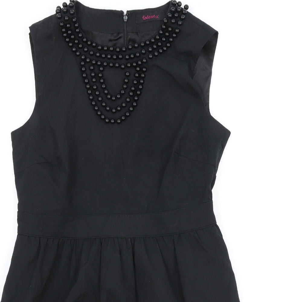 Collen X Womens Black Polyester A-Line Size 12 Round Neck Zip