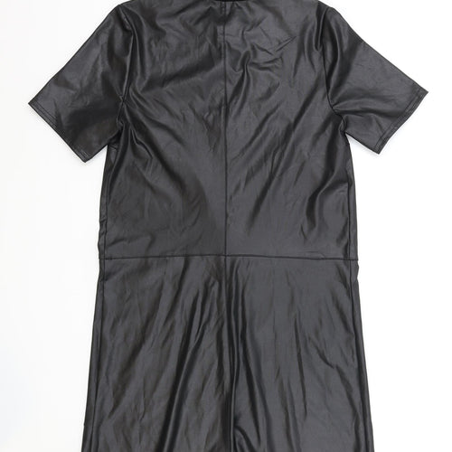 New Look Womens Black Viscose A-Line Size 8 Round Neck Pullover