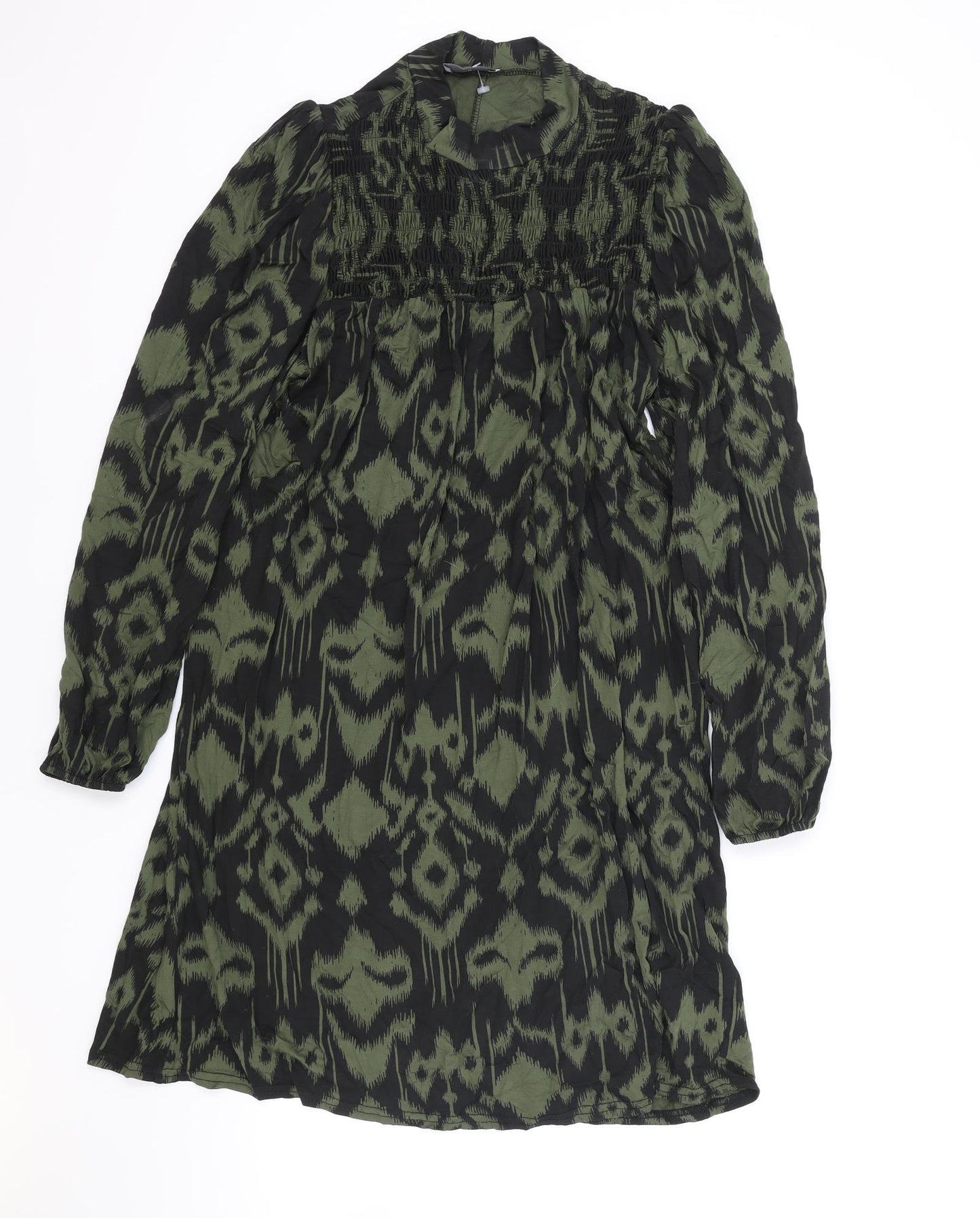 Papaya Womens Black Geometric Viscose A-Line Size 12 Round Neck Pullover