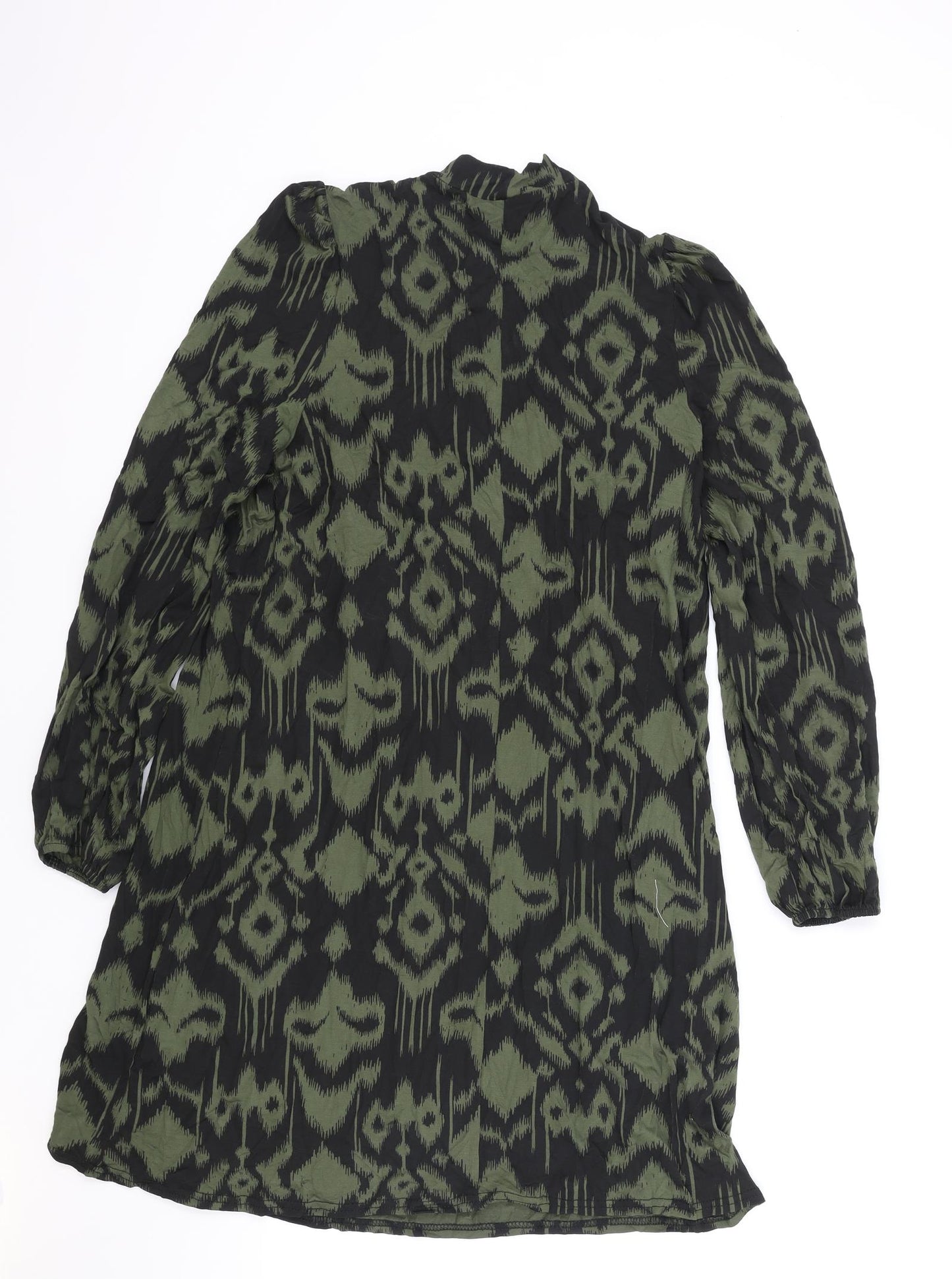 Papaya Womens Black Geometric Viscose A-Line Size 12 Round Neck Pullover