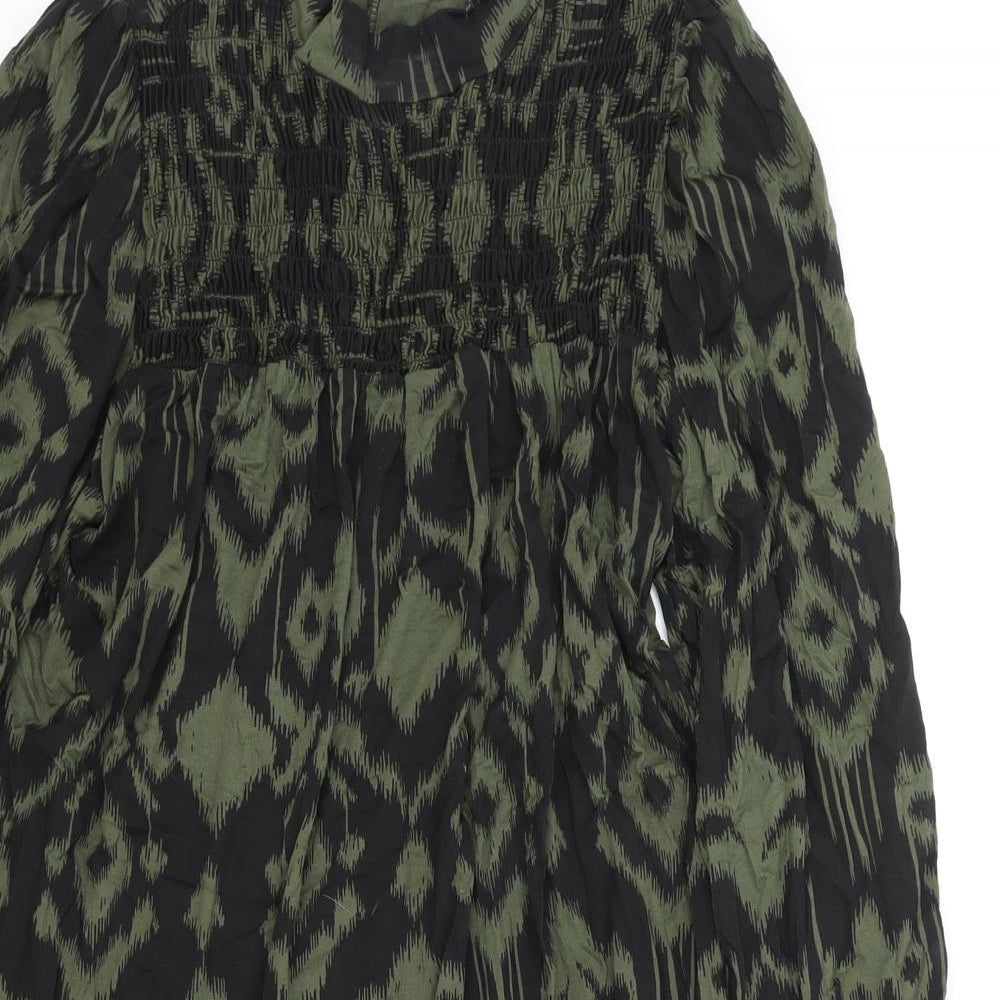 Papaya Womens Black Geometric Viscose A-Line Size 12 Round Neck Pullover