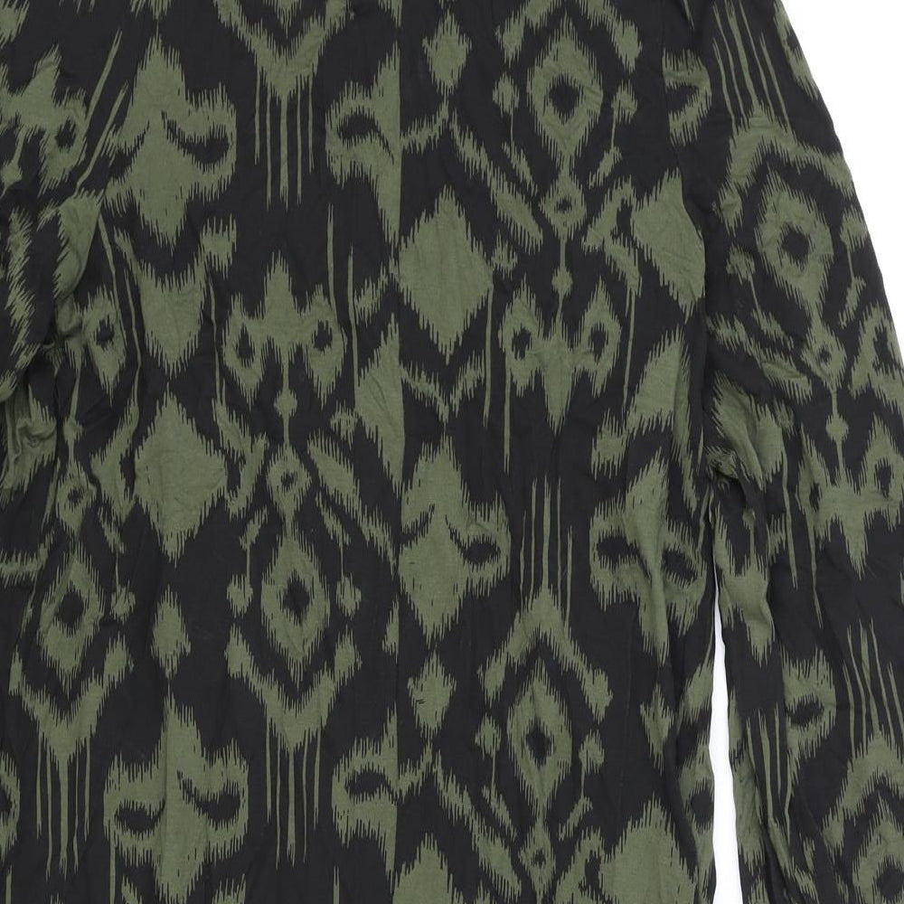 Papaya Womens Black Geometric Viscose A-Line Size 12 Round Neck Pullover