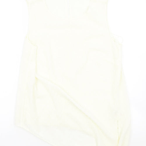 TU Womens Ivory Polyester Basic Blouse Size 12 Round Neck