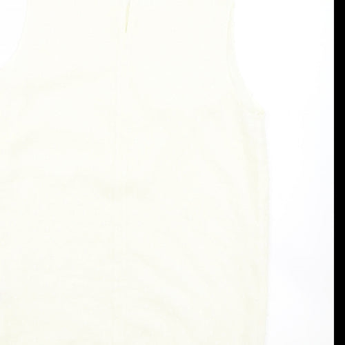 TU Womens Ivory Polyester Basic Blouse Size 12 Round Neck