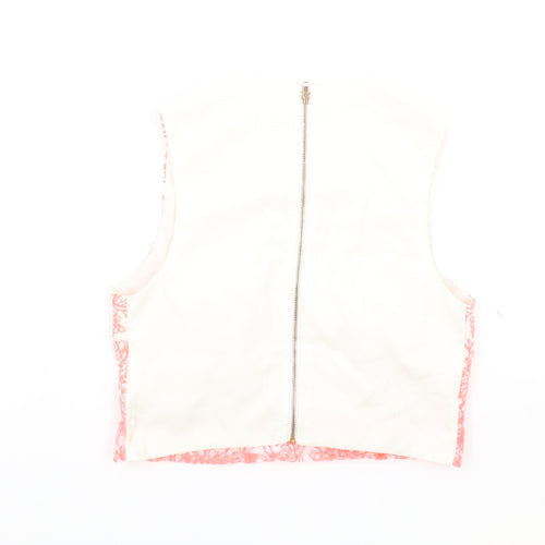 Paint It Red Womens Pink Geometric Polyester Cropped Tank Size XS Round Neck