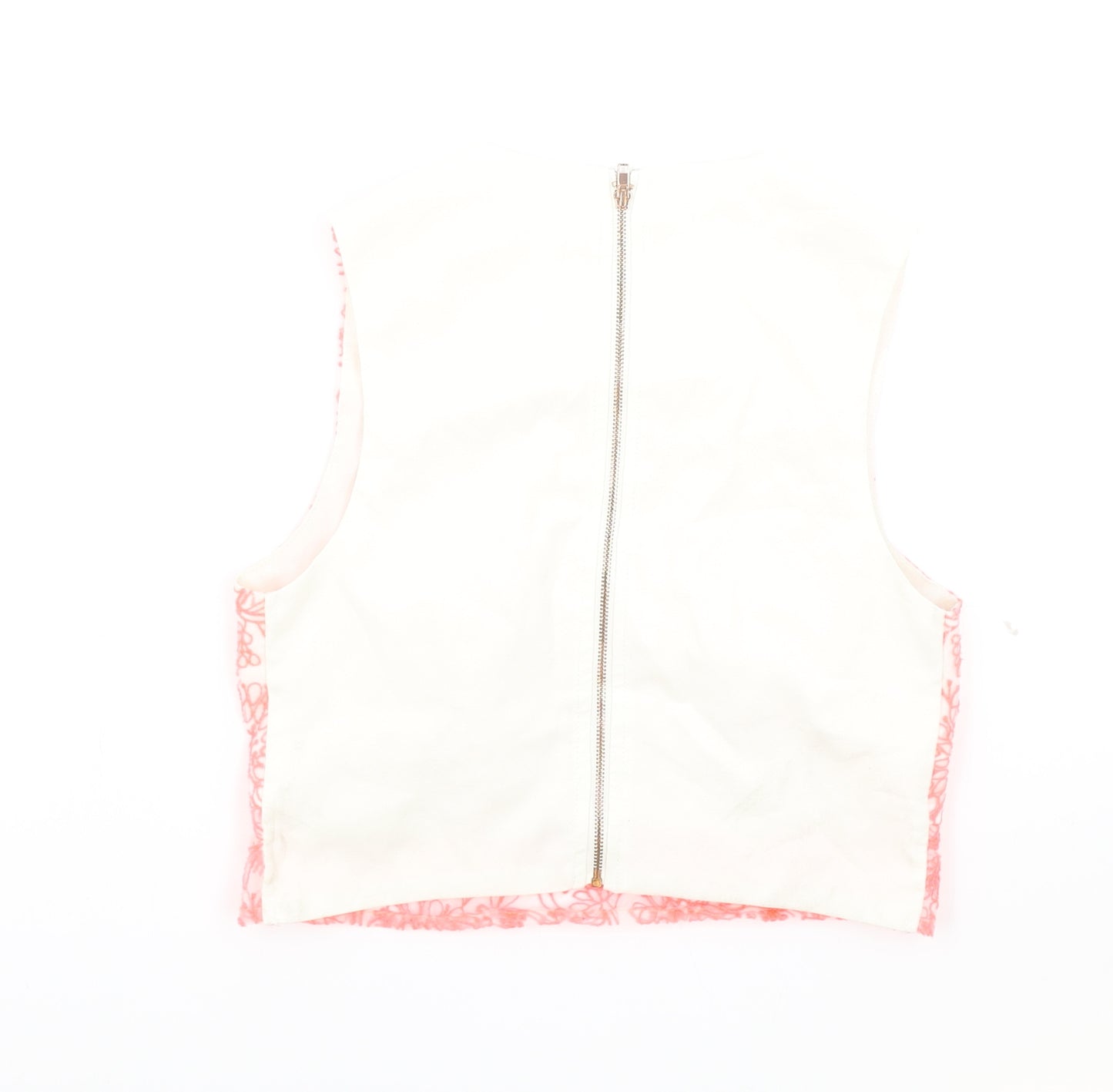 Paint It Red Womens Pink Geometric Polyester Cropped Tank Size XS Round Neck