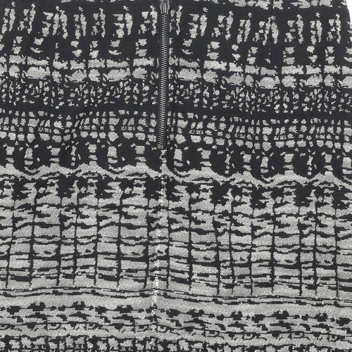 Marks and Spencer Womens Black Geometric Cotton Bandage Skirt Size 8 Zip