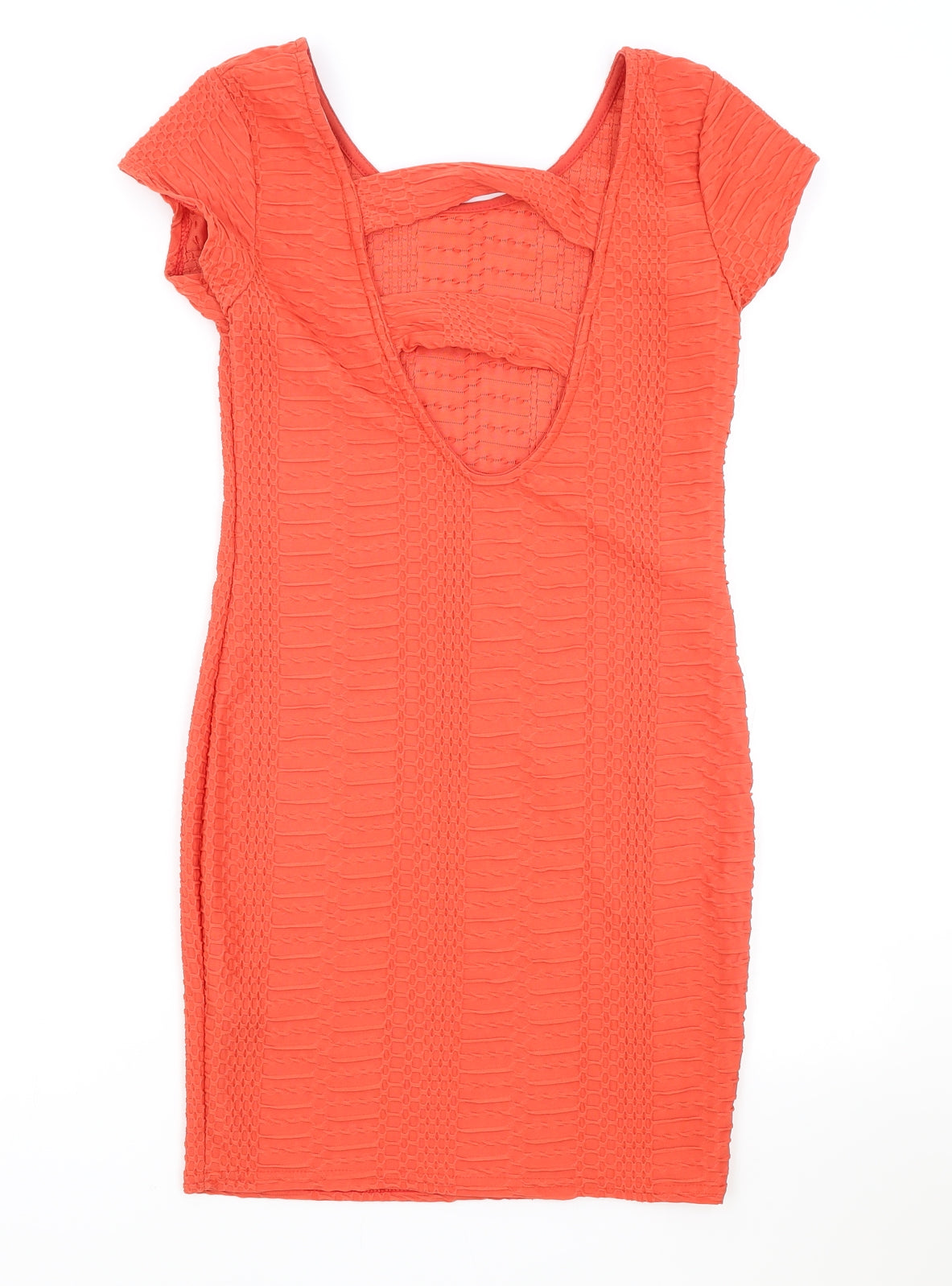 Cameo Rose Womens Orange Viscose Bodycon Size 12 Scoop Neck Pullover