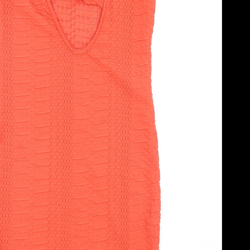 Cameo Rose Womens Orange Viscose Bodycon Size 12 Scoop Neck Pullover