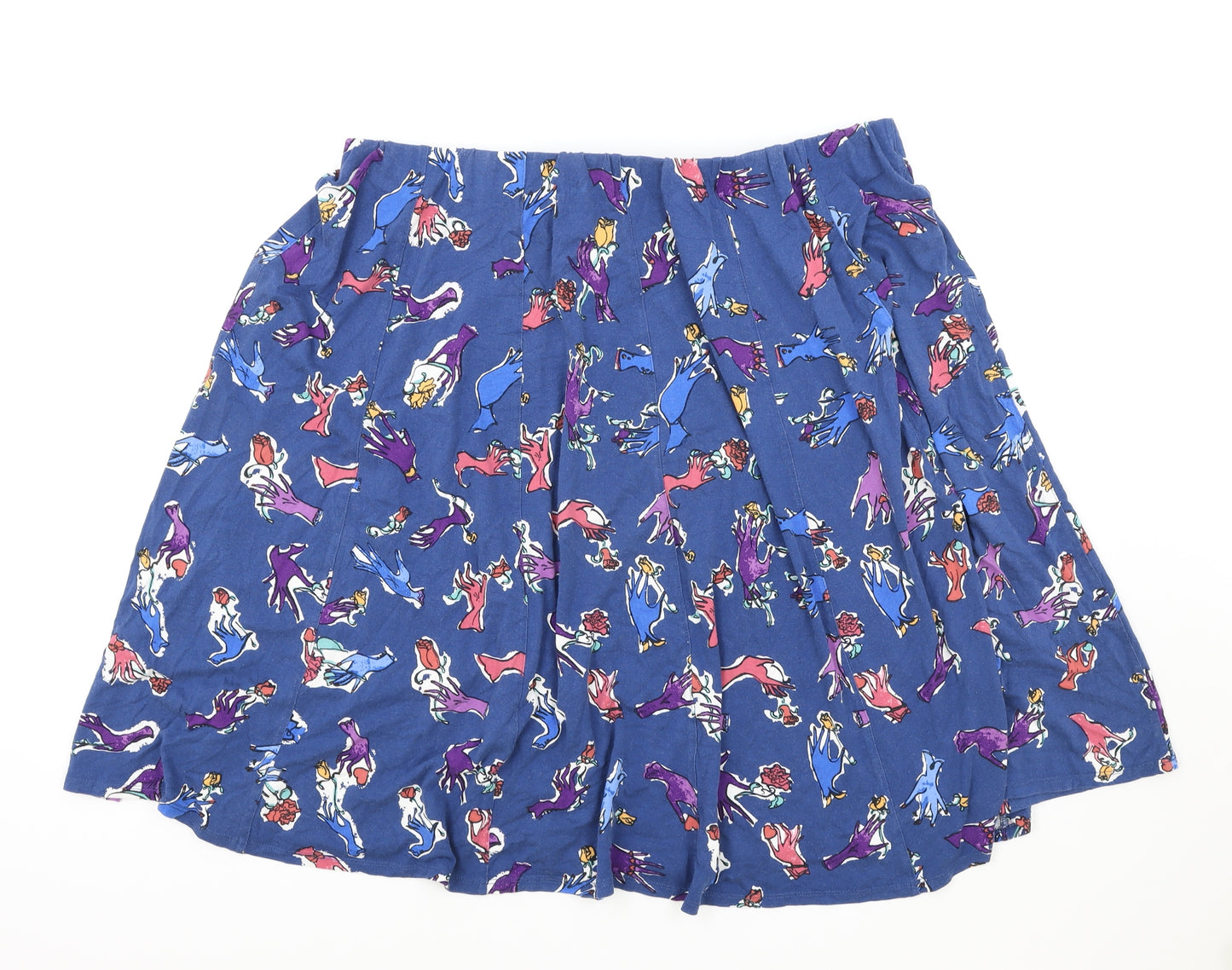 Evans Womens Blue Geometric Viscose Skater Skirt Size 20