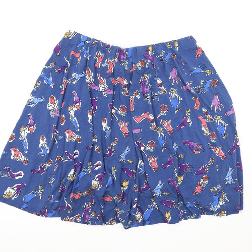 Evans Womens Blue Geometric Viscose Skater Skirt Size 20