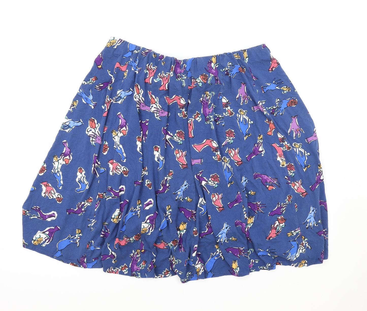 Evans Womens Blue Geometric Viscose Skater Skirt Size 20