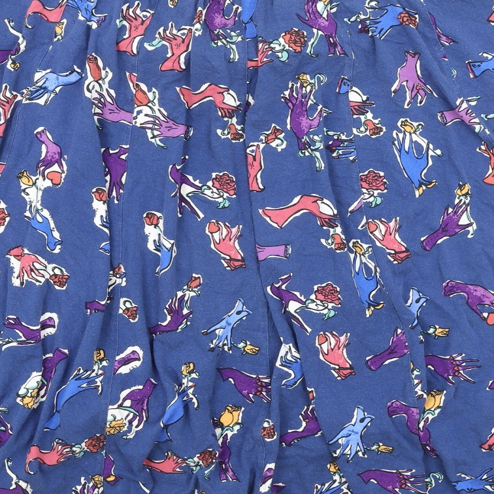 Evans Womens Blue Geometric Viscose Skater Skirt Size 20