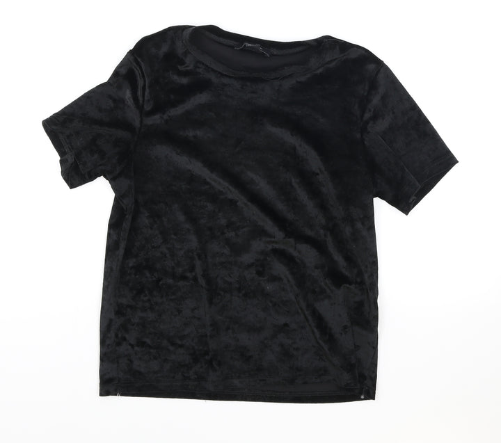 Atmosphere Womens Black Polyester Basic T-Shirt Size 8 Round Neck