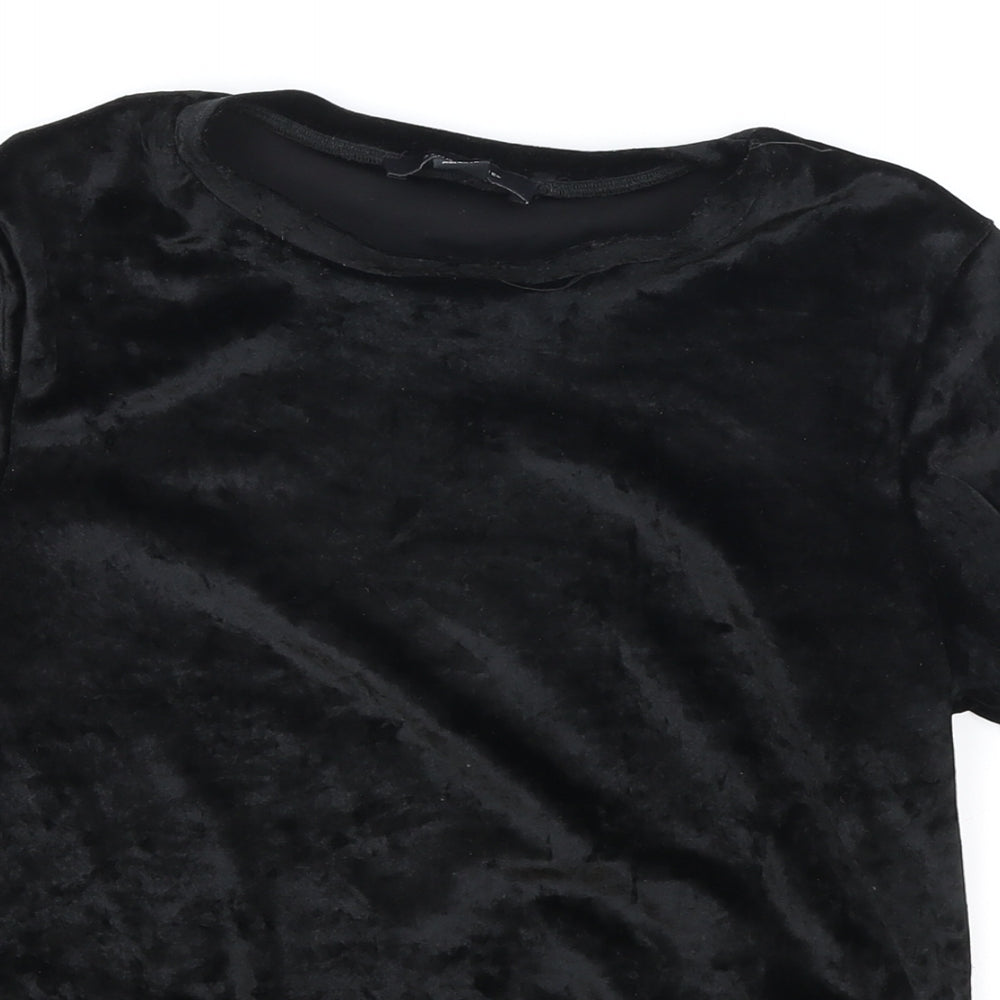 Atmosphere Womens Black Polyester Basic T-Shirt Size 8 Round Neck