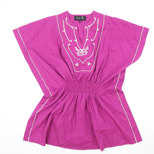 Spirit of Arabia Womens Pink Geometric 100% Cotton Kimono Blouse Size M V-Neck