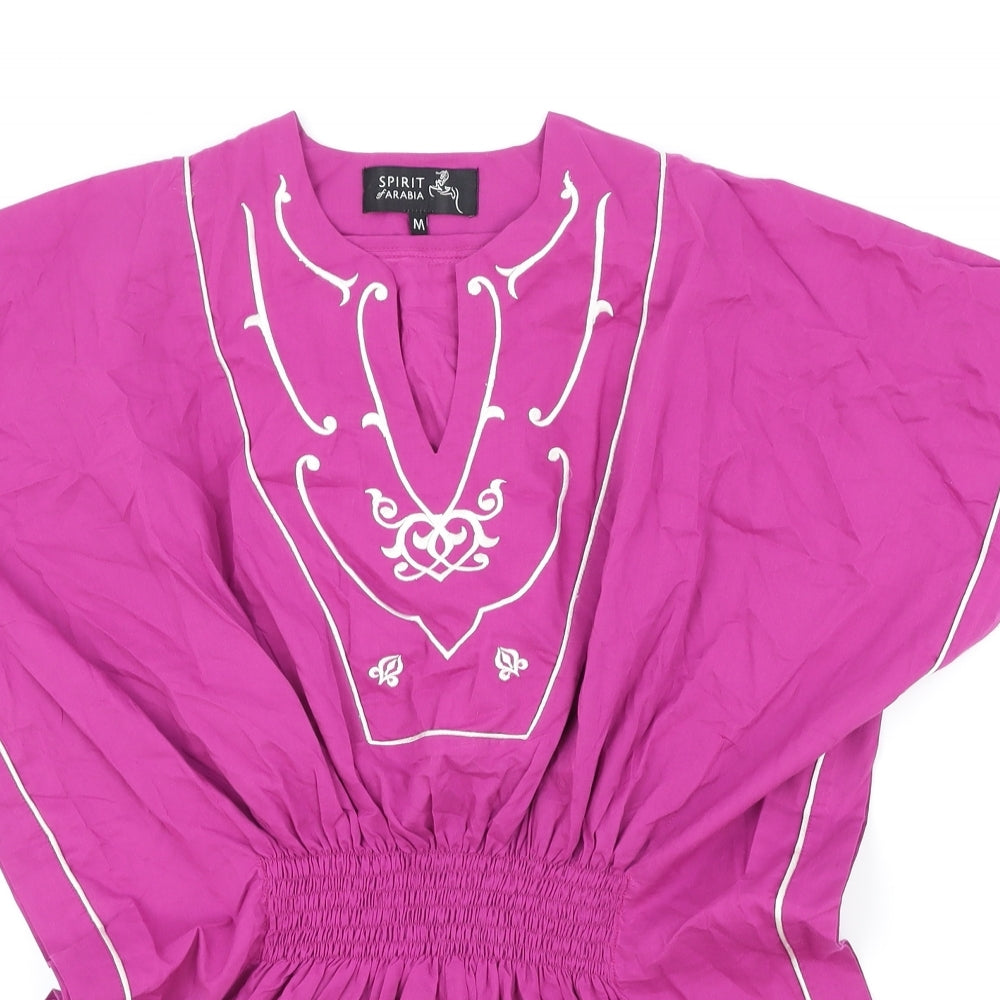Spirit of Arabia Womens Pink Geometric 100% Cotton Kimono Blouse Size M V-Neck