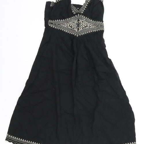 Atmosphere Womens Black Geometric Viscose Tank Dress Size 8 V-Neck Pullover