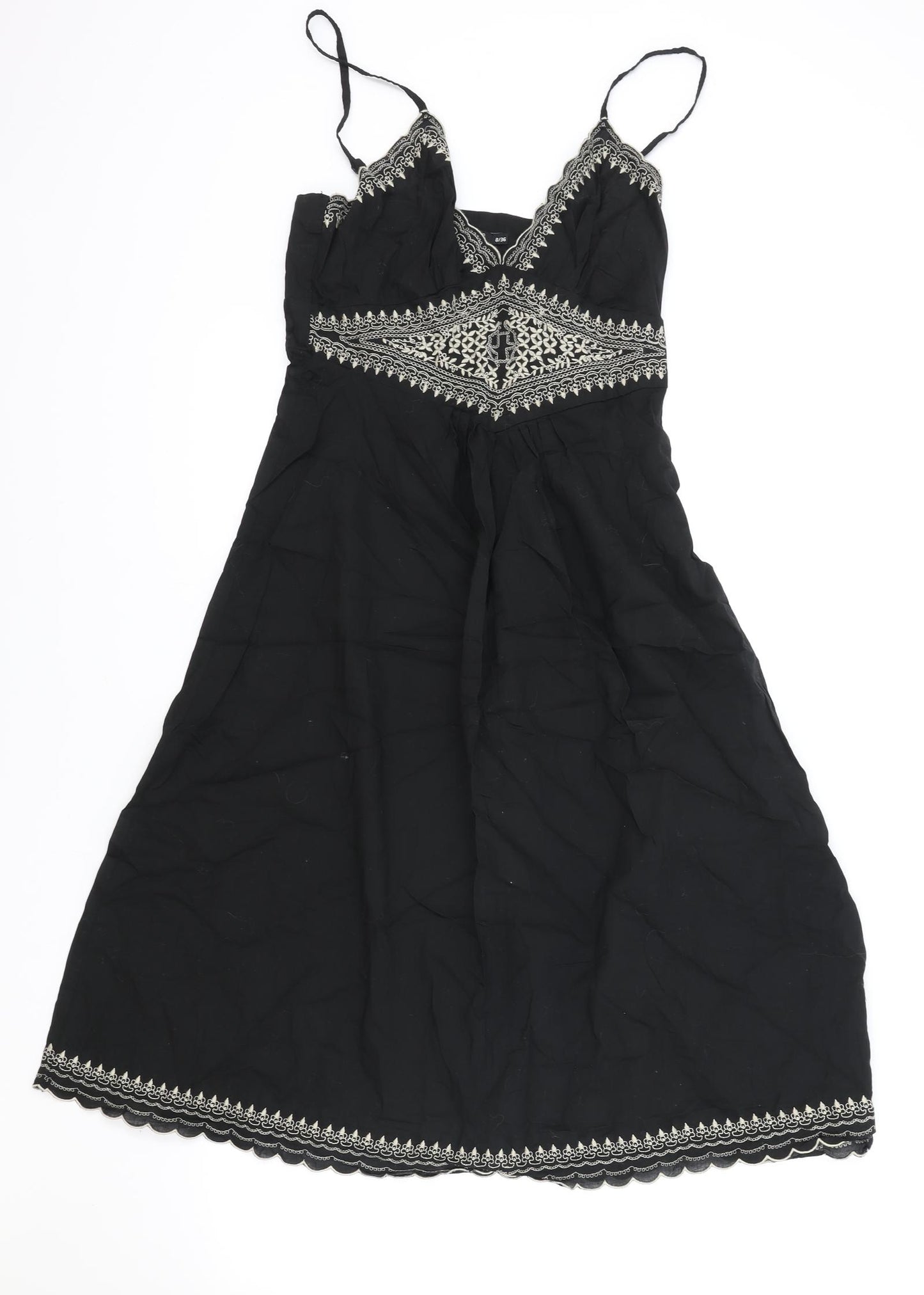 Atmosphere Womens Black Geometric Viscose Tank Dress Size 8 V-Neck Pullover
