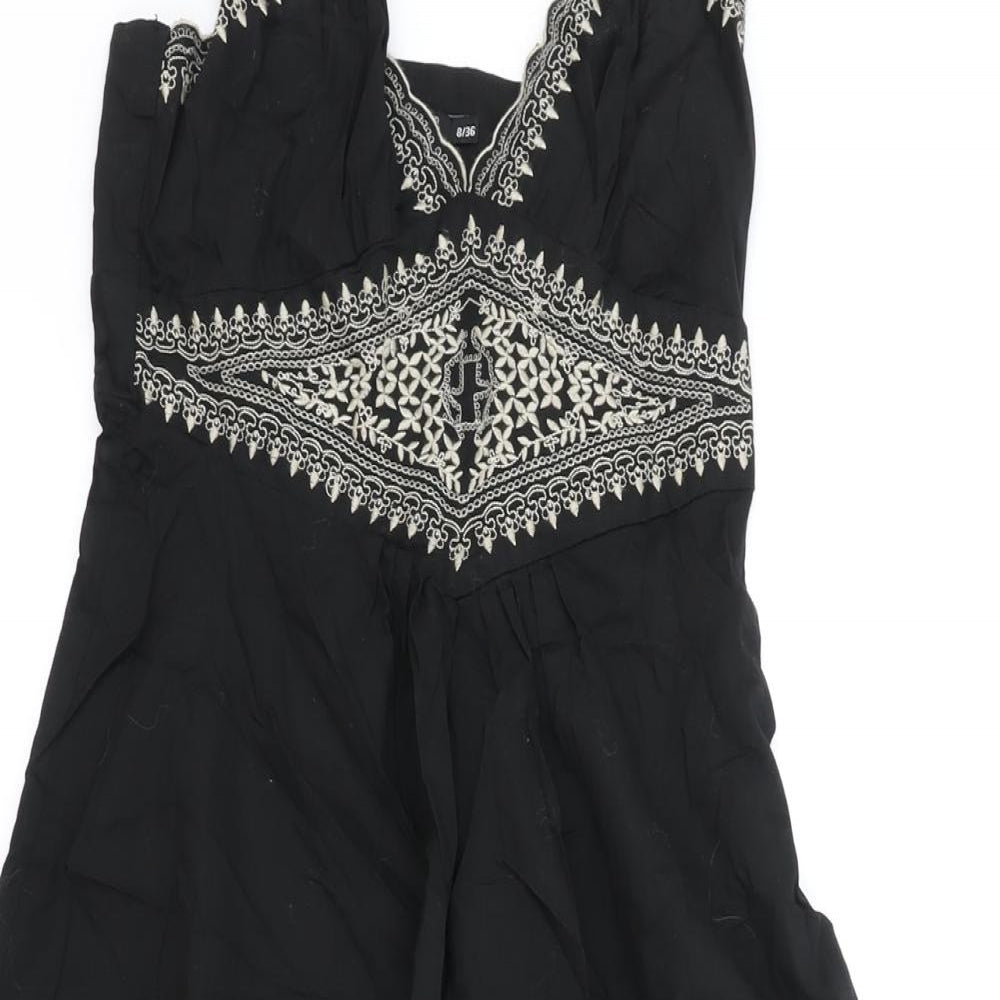 Atmosphere Womens Black Geometric Viscose Tank Dress Size 8 V-Neck Pullover