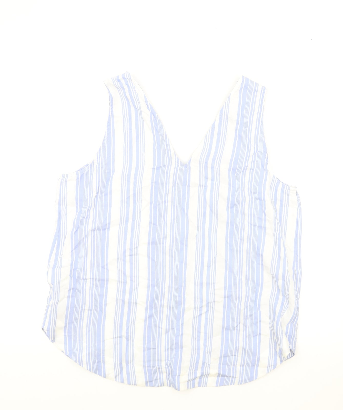 NEXT Womens Blue Striped Lyocell Basic Tank Size 14 V-Neck