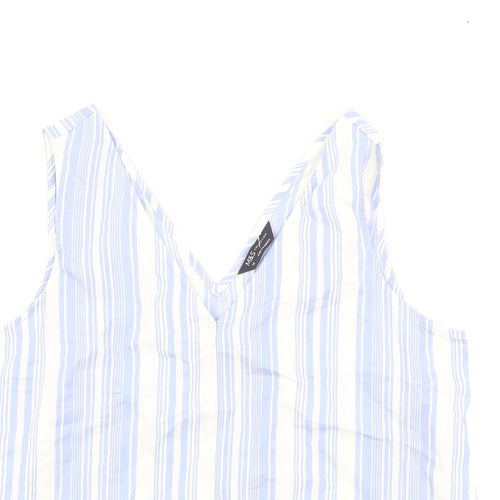 NEXT Womens Blue Striped Lyocell Basic Tank Size 14 V-Neck