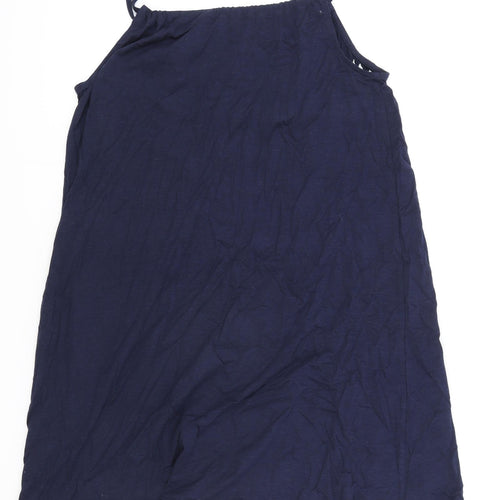AKH Womens Blue Floral Polyester Slip Dress One Size Square Neck Pullover