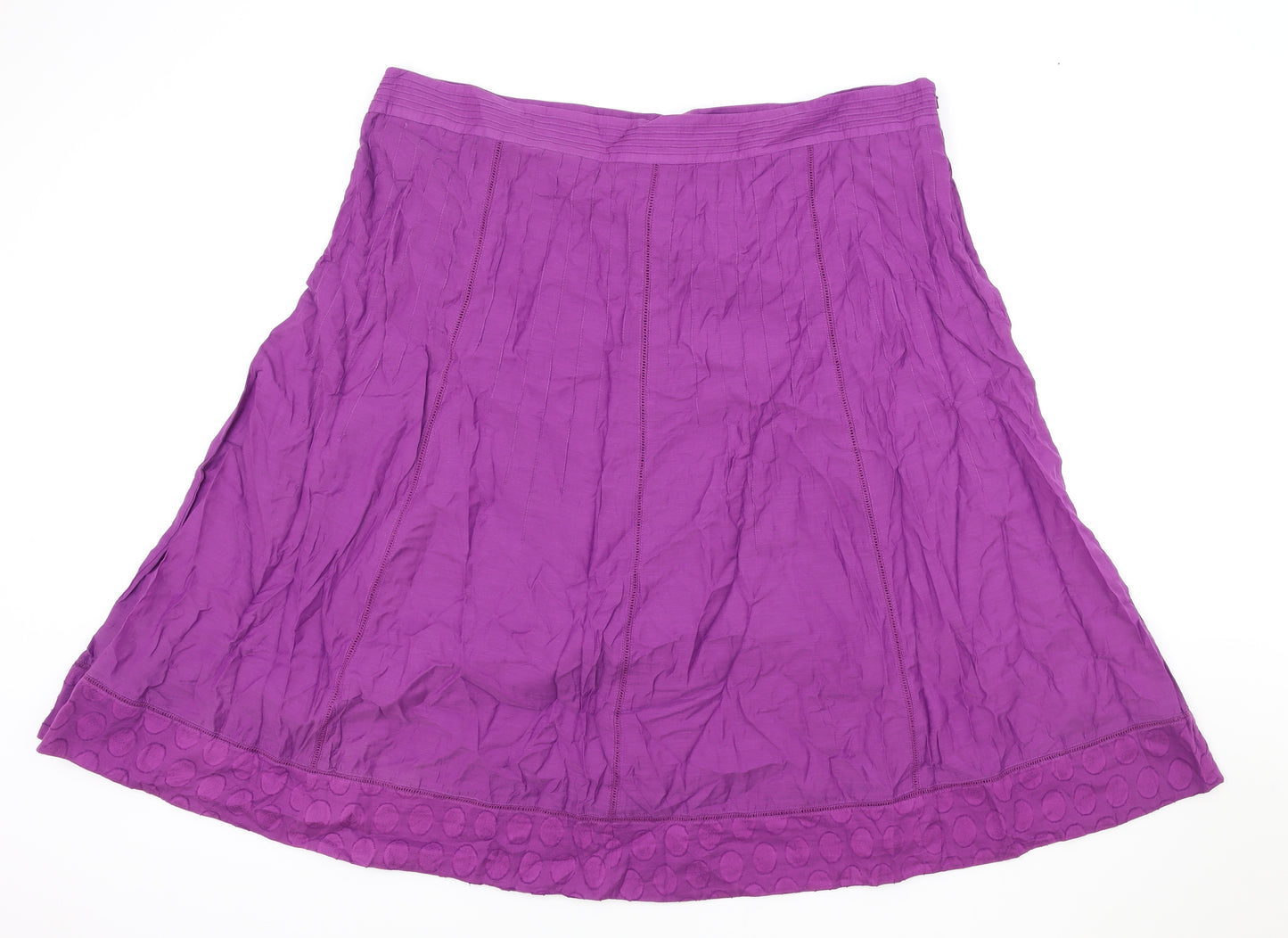 Per Una Womens Purple Cotton Swing Skirt Size 20 Zip