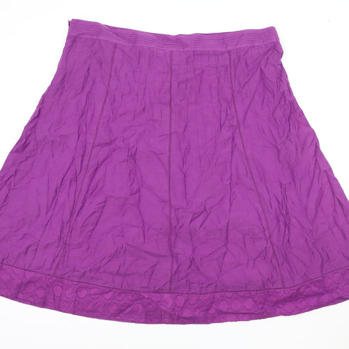 Per Una Womens Purple Cotton Swing Skirt Size 20 Zip