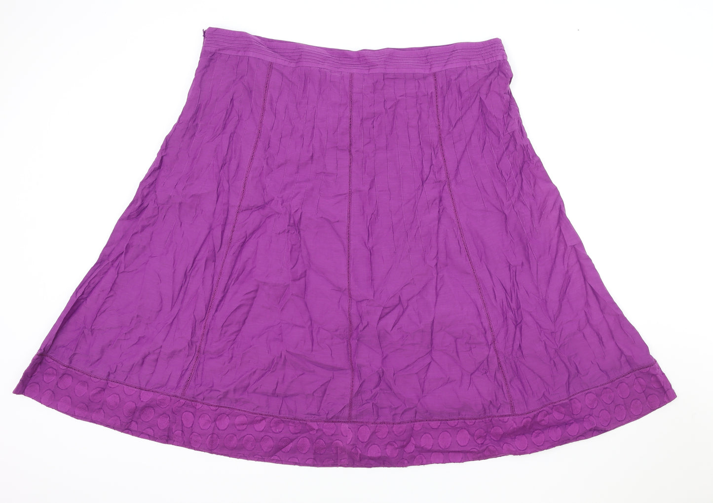 Per Una Womens Purple Cotton Swing Skirt Size 20 Zip