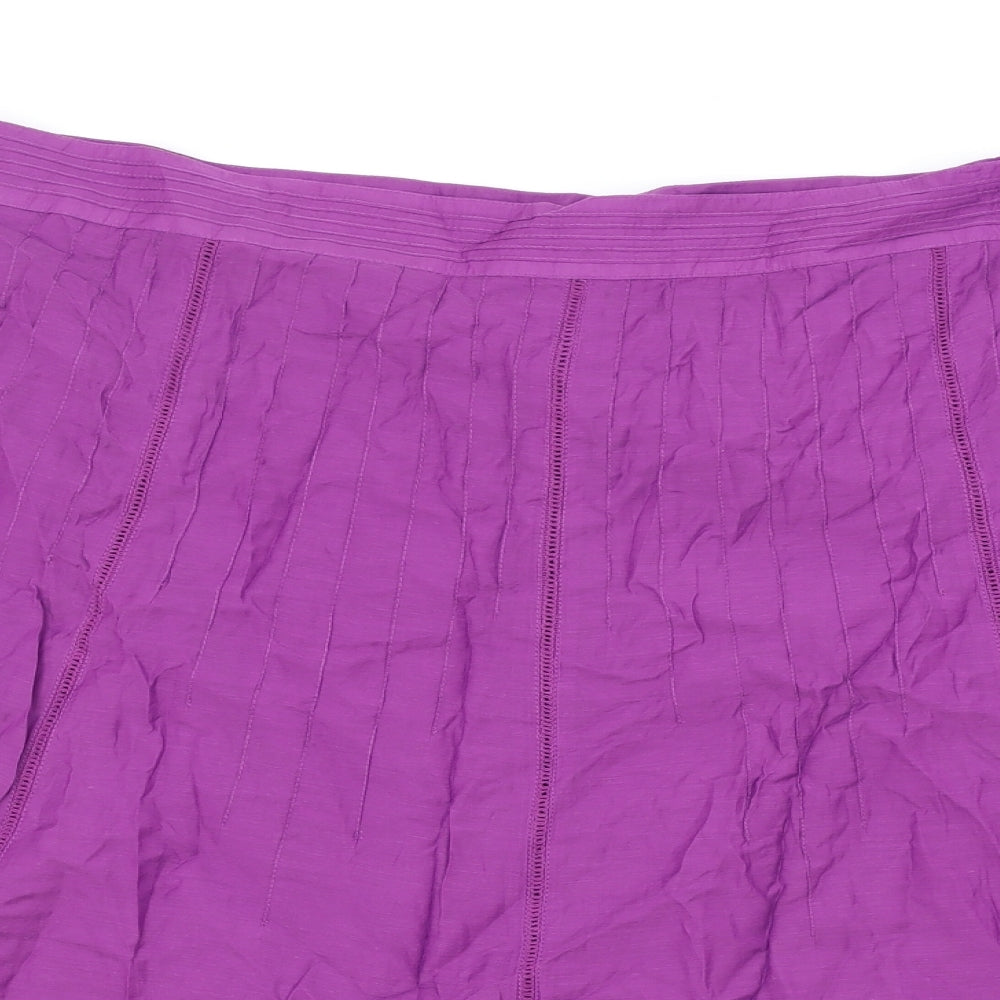 Per Una Womens Purple Cotton Swing Skirt Size 20 Zip