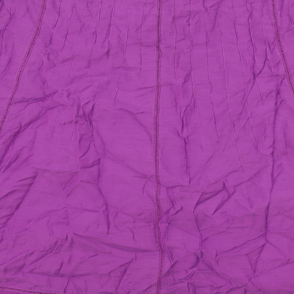 Per Una Womens Purple Cotton Swing Skirt Size 20 Zip