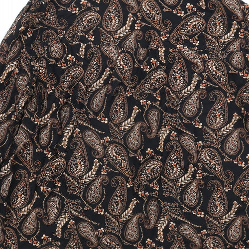 BHS Womens Black Paisley Viscose Basic Blouse Size 16 V-Neck
