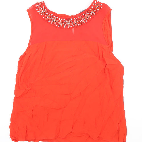 F&F Womens Red Viscose Basic Tank Size 12 Round Neck