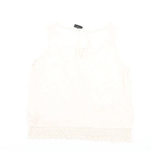 VILA Womens Pink Viscose Basic Tank Size S Round Neck - Lace Detail
