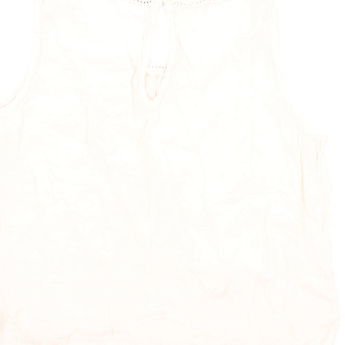 VILA Womens Pink Viscose Basic Tank Size S Round Neck - Lace Detail