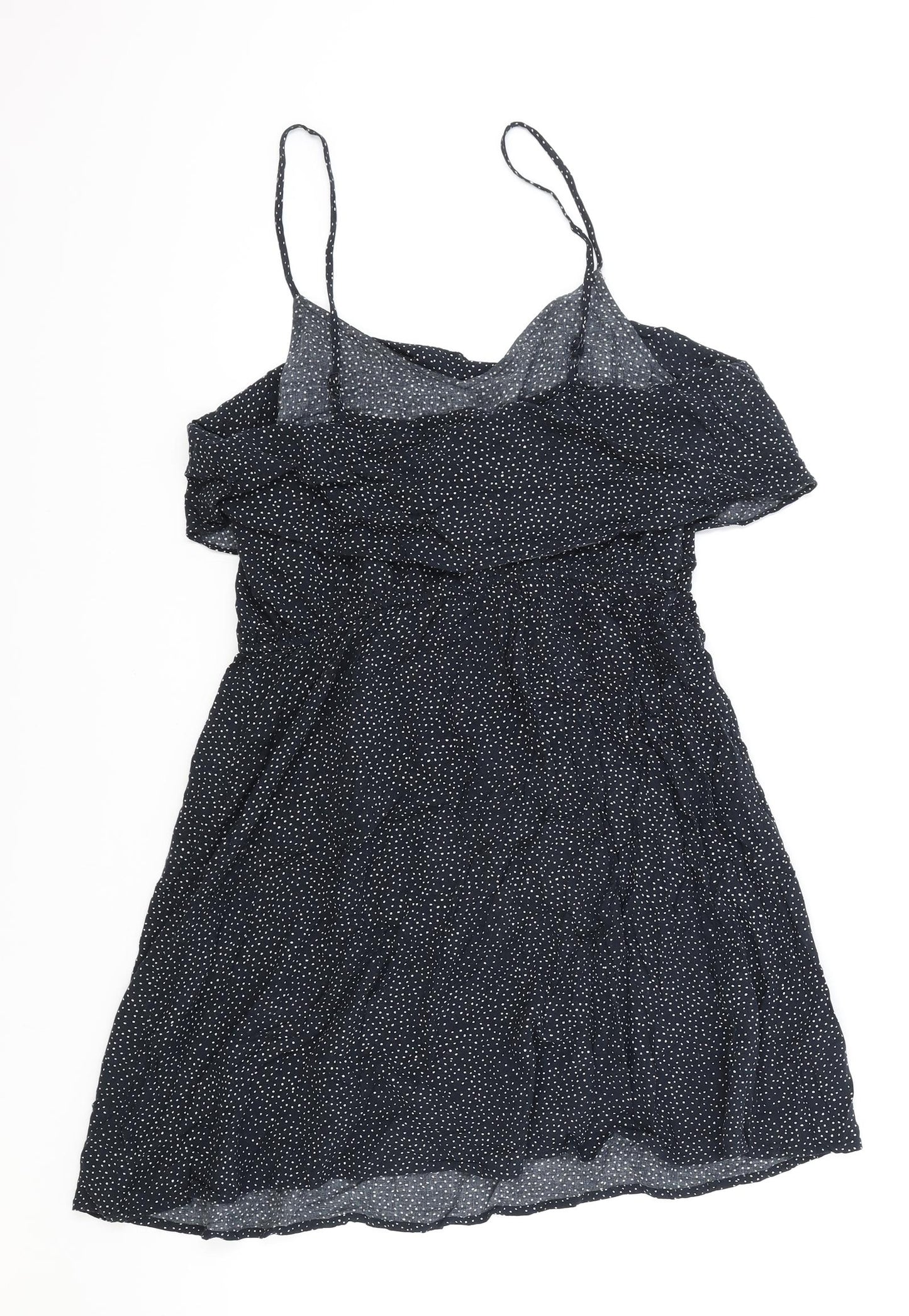 H&M Womens Blue Polka Dot Viscose Tank Dress Size 14 Scoop Neck Pullover