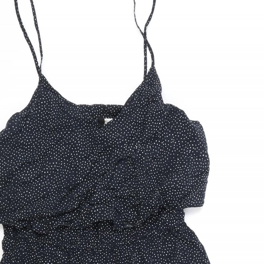 H&M Womens Blue Polka Dot Viscose Tank Dress Size 14 Scoop Neck Pullover