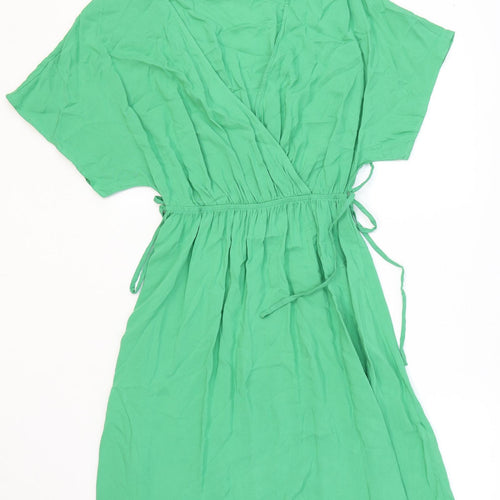 Marks and Spencer Womens Green Viscose Fit & Flare Size 6 V-Neck Pullover