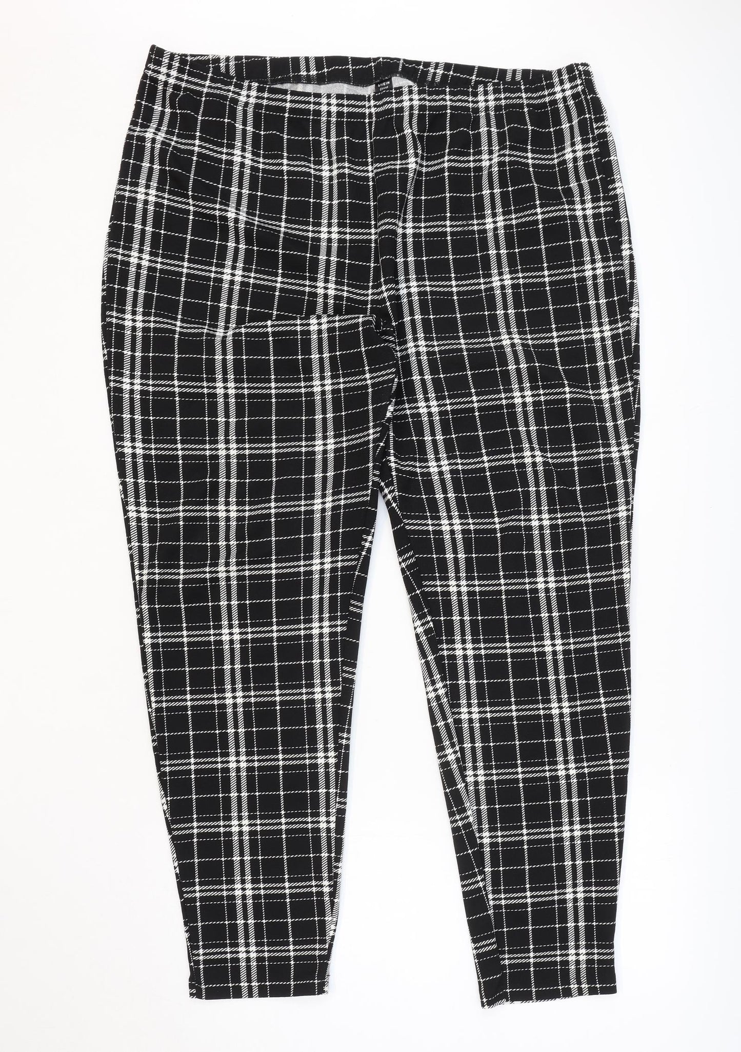 Shien Womens Black Plaid Polyester Jogger Leggings Size 4XL