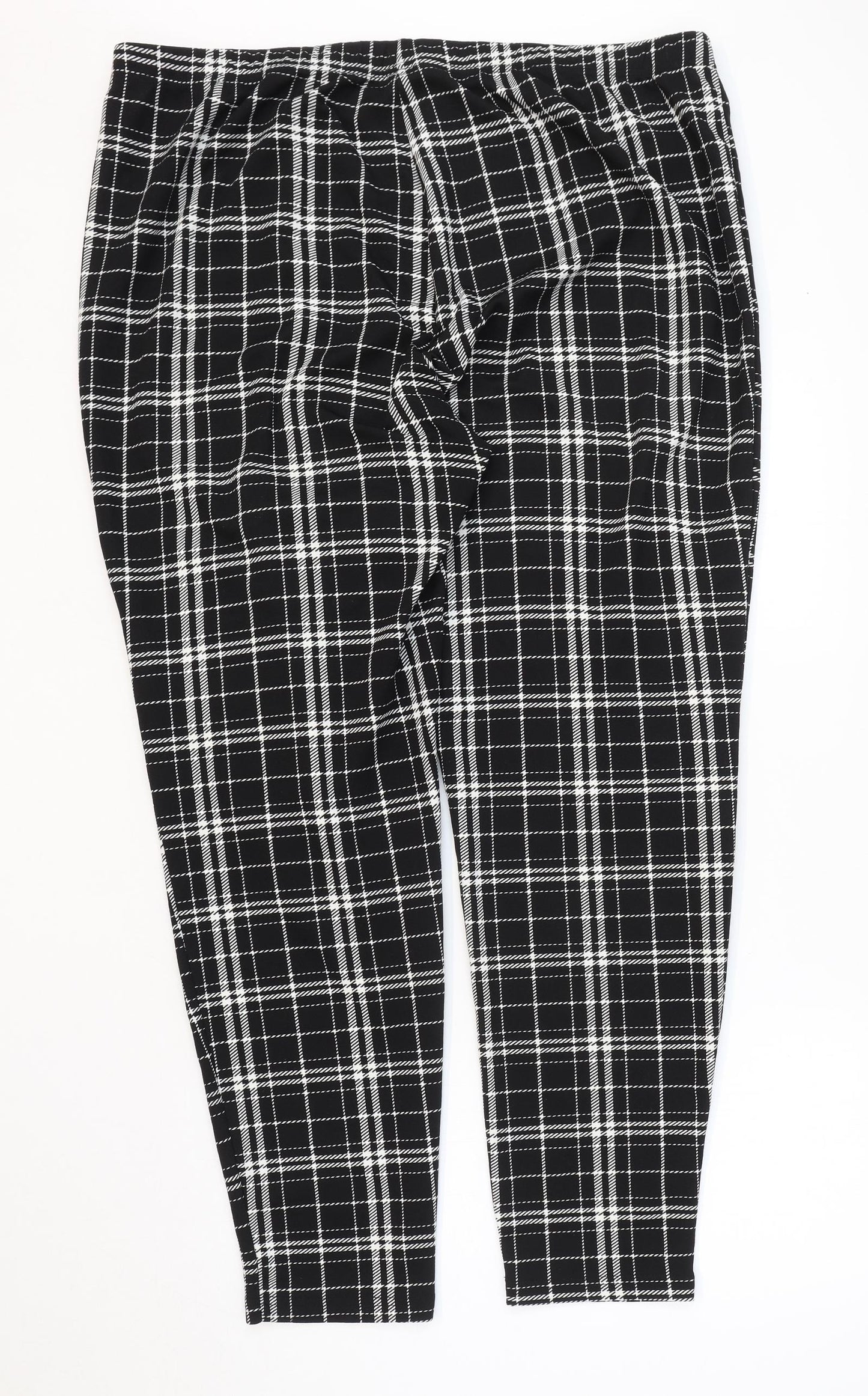Shien Womens Black Plaid Polyester Jogger Leggings Size 4XL