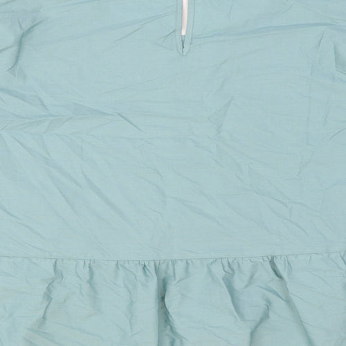 Marks and Spencer Womens Green 100% Cotton Basic Blouse Size 16 Round Neck