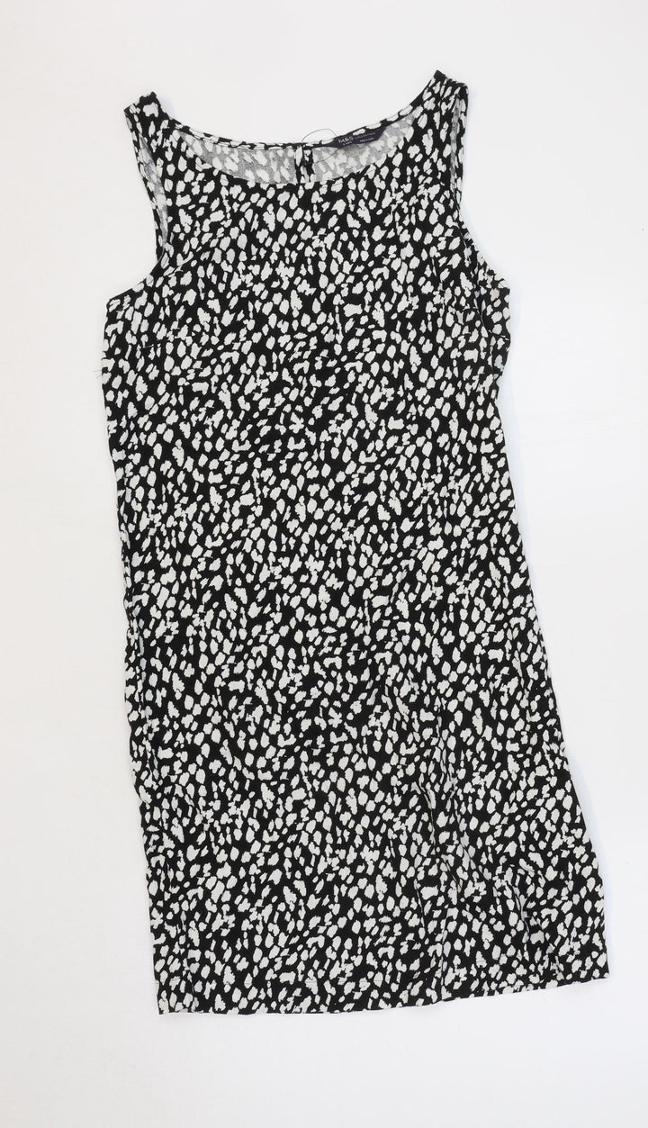 Marks and Spencer Womens Clear Geometric Flax A-Line Size 6 Round Neck Button