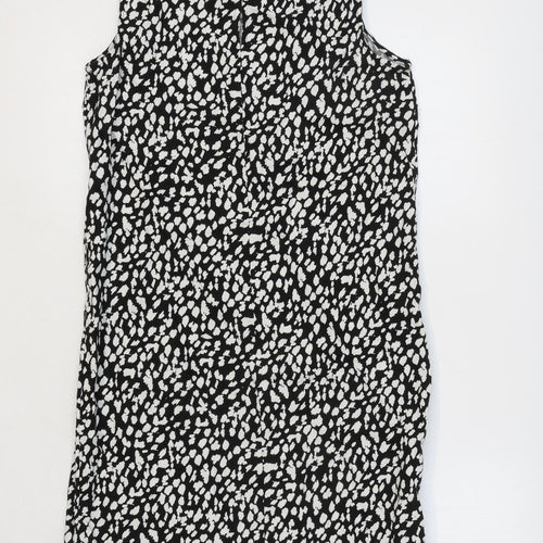 Marks and Spencer Womens Clear Geometric Flax A-Line Size 6 Round Neck Button