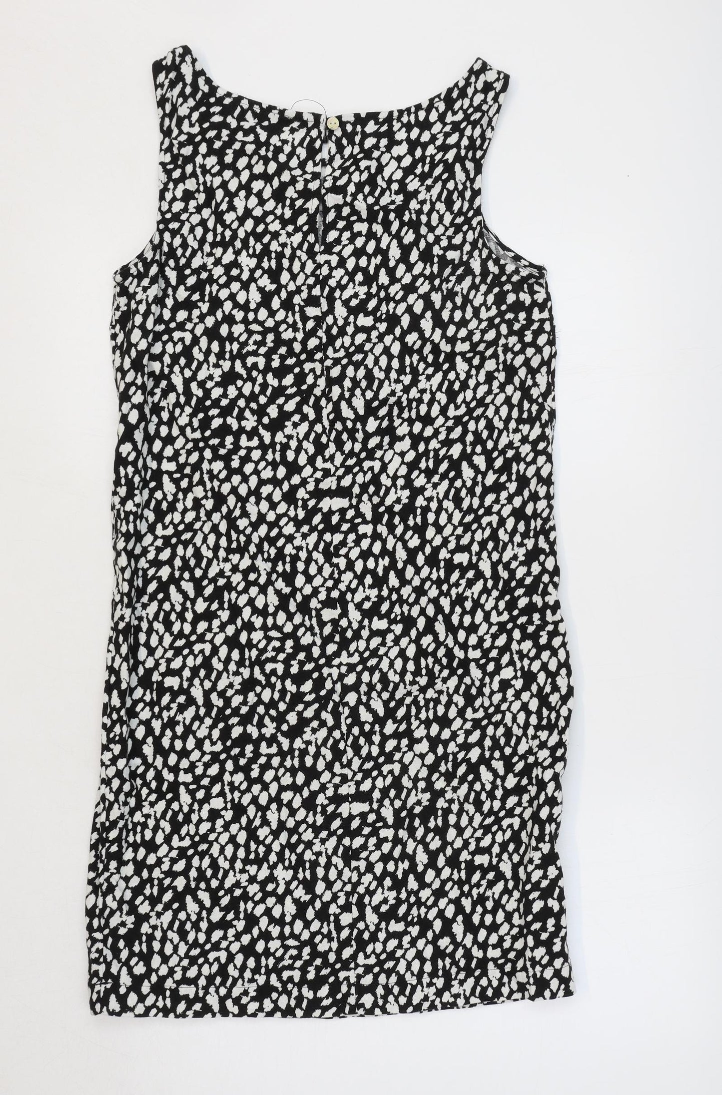 Marks and Spencer Womens Clear Geometric Flax A-Line Size 6 Round Neck Button