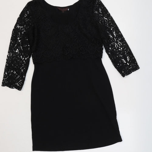 Great Plains Womens Black Polyester A-Line Size S Round Neck Pullover