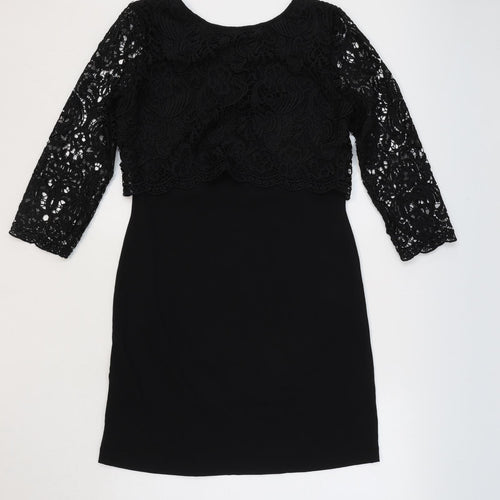 Great Plains Womens Black Polyester A-Line Size S Round Neck Pullover