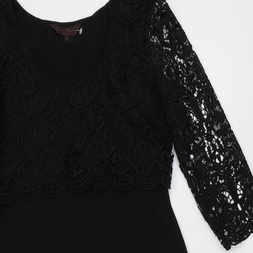 Great Plains Womens Black Polyester A-Line Size S Round Neck Pullover